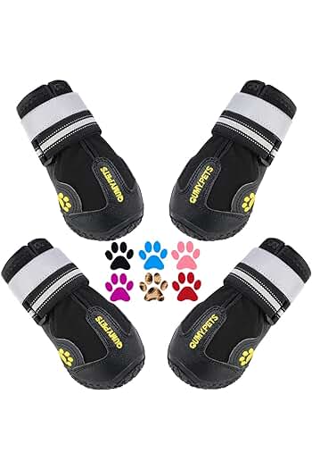 Photo 1 of (READ FULL POST) QUMY Dog Shoes for Large Dogs, Medium Dog Boots & Paw Protectors for Winter Snowy Day, Summer Hot Pavement, Waterproof in Rainy Weather, Outdoor Walking, Indoor Hardfloors Anti Slip Sole Black Size 4
