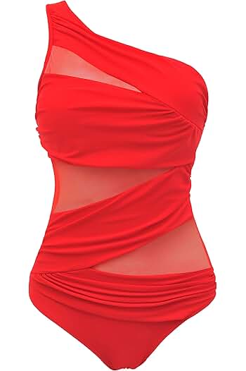 Photo 1 of (XL) New Women One Piece Swimsuit Monokini Bikini Swimsuit Beach Swimwear Sexy Slant-shoulders Netting Bathing Suit
