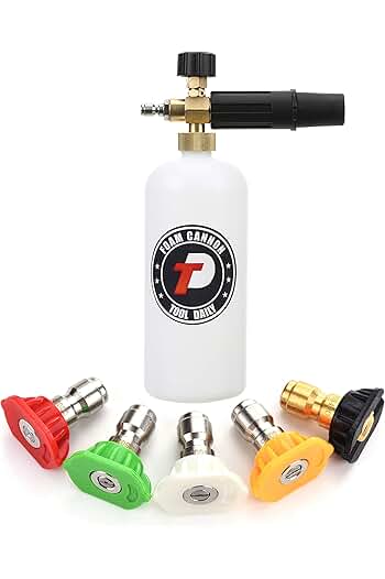 Photo 1 of **HAS SCENT**1 Liter Adjustable Foam Cannon Snow Foam Lance with 1/4" Quick Connector 5 Pressure Washer Nozzles for Car Detailing Cleaning White
