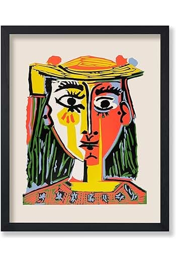 Photo 1 of (2 PACK) Picasso Woman in Hat with Pom Poms - Canvas OR Print Wall Art
