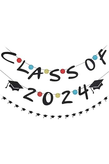 Photo 1 of (3 PACK) Class of 2024 Banner Black Graduation Banner Class of 2024 Sign, Black Graduation 2024 Banner Class of 2024 Graduation Decorations for Black Graduation Party Decorations 2024
