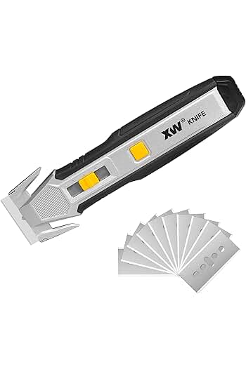 Photo 1 of (2 PACK) XW Heavy Duty Scraper Utility Knife with Safety Box Cutter, 2-in-1 Tool with 10 Spare SK2 Blades in Storage
