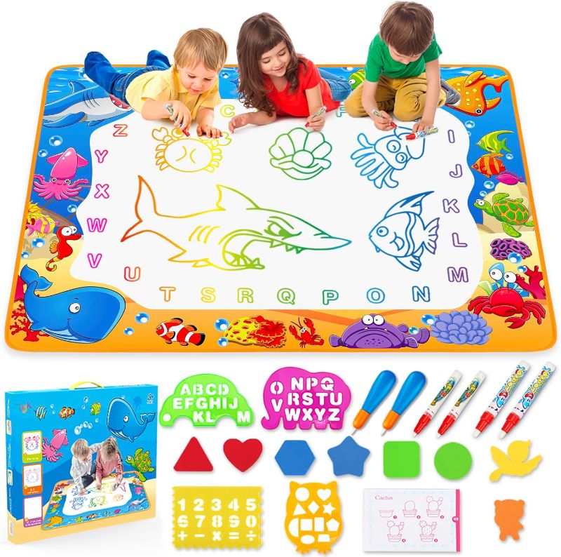 Photo 1 of ***FACTORY SEALED***Water Doodle Mat - Kids Painting Writing Doodle Toy Mat - Color Doodle Drawing Mat Bring Magic Pens Educational Toys for Age 2 3 4 5 6 7 Year Old Girls Boys Age Toddler Gift