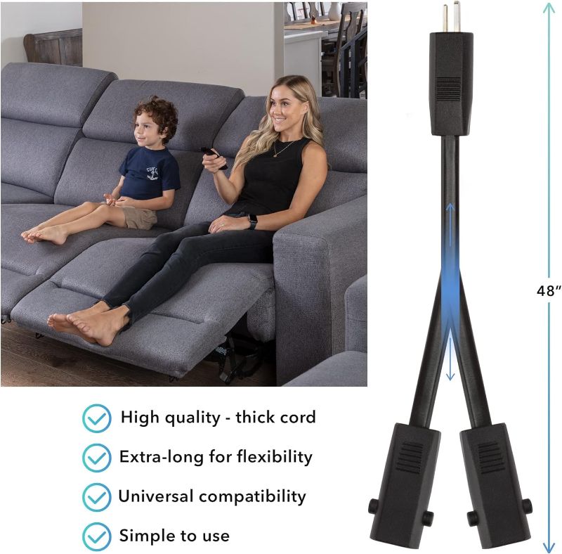 Photo 3 of (READ FULL POST) Dual Motor Power Supply Kit - Universally Compatible Power Supply for Electric Reclining Furniture - with Y Splitter Extension Cord & 2-Pin Connector - 29V 2A Adapter for Loveseats, Chairs and Sofas