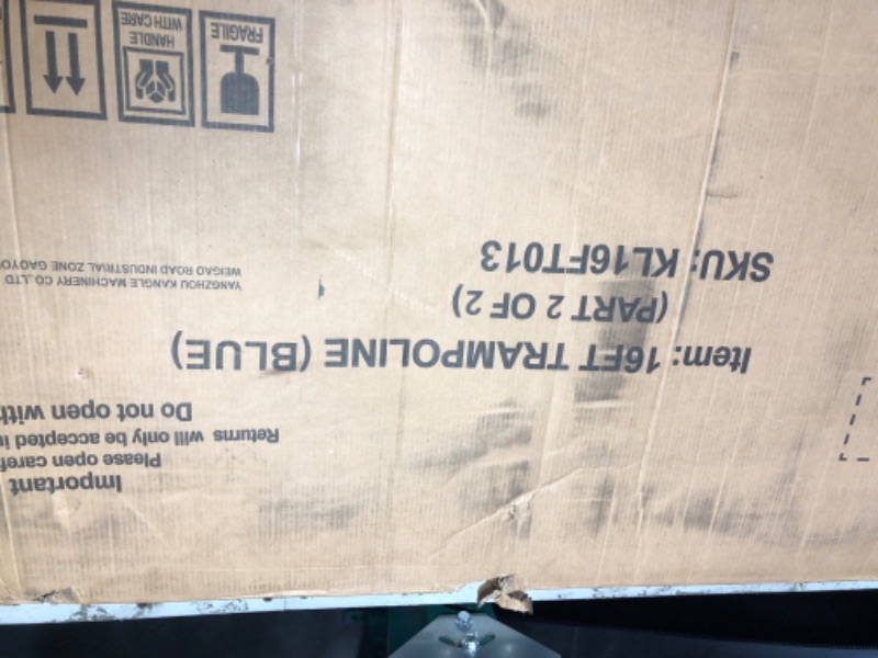 Photo 3 of **MISSING PIECES** Lyromix Upgraded 16FT Trampoline for Kids and Adults, Large Outdoor Trampoline with Stakes, Light, Sprinkler, Backyard Trampoline with Basketball Hoop and Net, Capacity for 5-8 Kids and Adults *Box 2 of 2 ONLY, Box 1 not included*