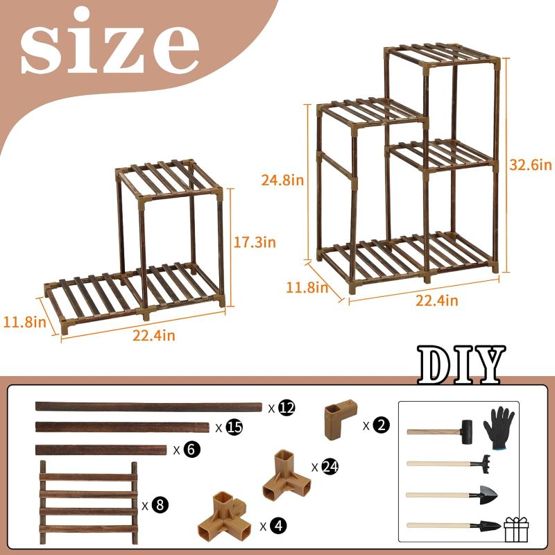 Photo 4 of (READ FULL POST) HOMKIRT Plant Stand Indoor Outdoor, Plant Shelf Corner Tall Plant Stand Flower Stand Wooden Tiered Plant Rack Holder Organizer Display for Multiple Plants for Patio Porch Balcony Garden?8 Tier?