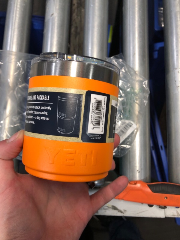 Photo 1 of **DENT ON BOTTOM** Yeti Rambler 10oz Lowball with Lid King Crab Orange