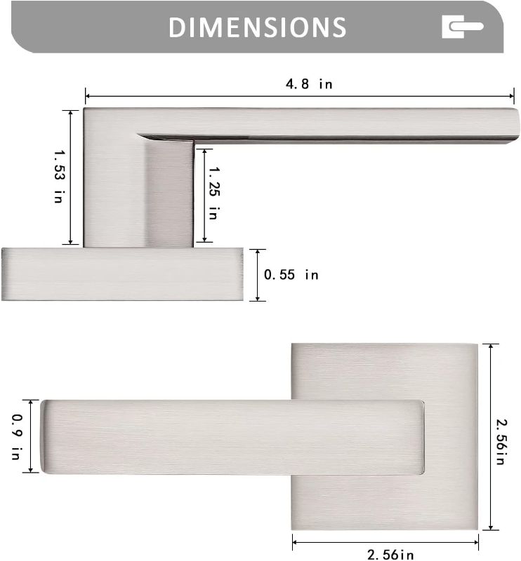 Photo 5 of (READ FULL POST) Probrico Square Interior Non-Turning Door Levers, Keyless Polished Chrome 1/2 Dummy Handles, Universal Handing Heavy Duty Single Side Pull Hardware,4 Pack