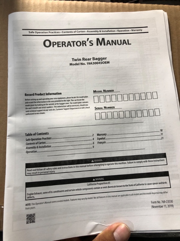 Photo 2 of *** LOOKS BRAND NEW***MTD Genuine Parts (19A30045OEM Double Mower Bagger-for 36-Inch Lawn Tractors (2020 and After) Fits Various Troy-Bilt Models, Black