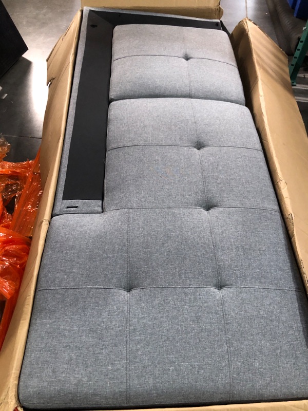 Photo 2 of *** LEFT ARM CHAISE ONLY, LARGE ITEM TRUCK/PALLET PICKUP*** GlasFlength L Shaped Sectional Sofa with Ottoman, Nail-Head Design Linen Right Facing Modern Couches with Cup Holder for Living Room, Bedroom, Office, Grey