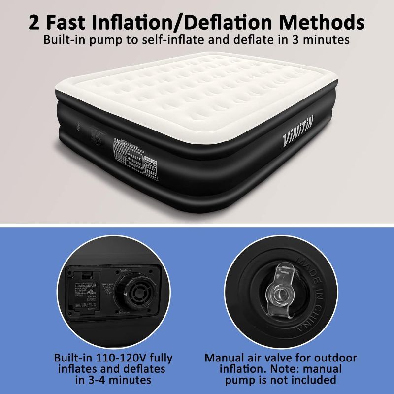 Photo 1 of (READ FULL POST) Air Mattress (FULL)  with Built in Pump, 18" Elevated Inflatable Blow Up Mattress with Self-Inflation/Deflation, Soft Flocked Top Air Bed for Guest, Home,Camping, 80x60x18in, 660lb Max
