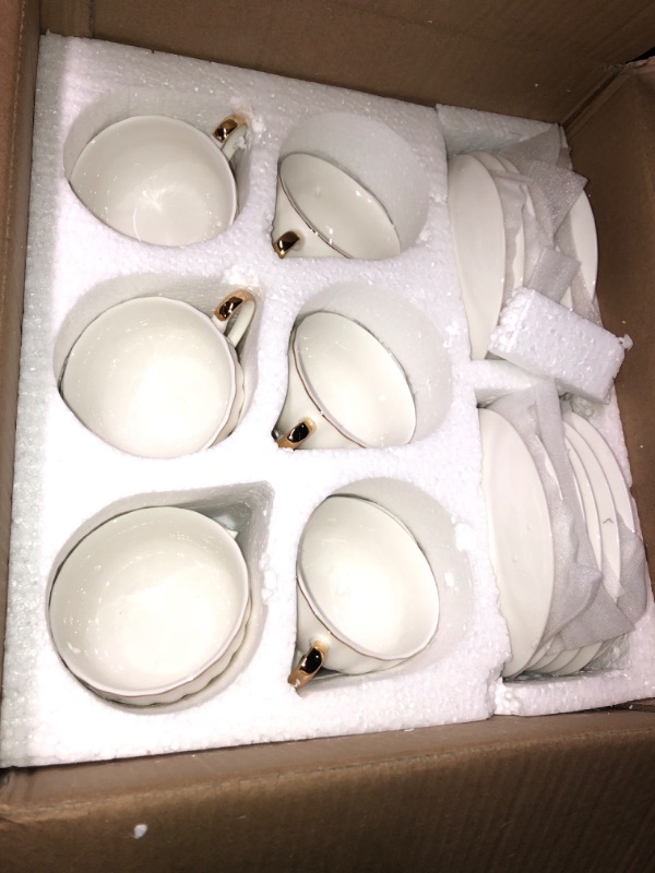 Photo 2 of (minor damage)(***NON REFUNDABLE***BTaT- White Tea Cups and Saucers, 7oz, Tea Cups Set of 12, Porcelain Tea Cups, White Cup & Saucer Sets, White Tea Cup Set of 12, Tea Cup Sets, Bulk Tea Cups and Saucers Set of 12, Tea Cups and Sets