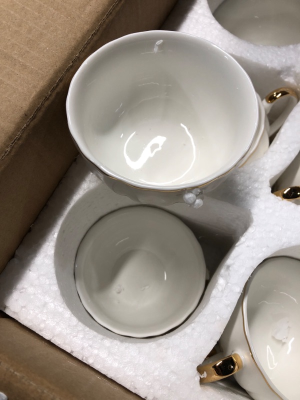 Photo 3 of (minor damage)(***NON REFUNDABLE***BTaT- White Tea Cups and Saucers, 7oz, Tea Cups Set of 12, Porcelain Tea Cups, White Cup & Saucer Sets, White Tea Cup Set of 12, Tea Cup Sets, Bulk Tea Cups and Saucers Set of 12, Tea Cups and Sets