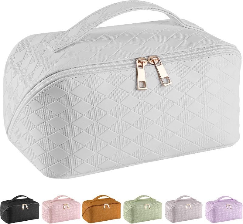 Photo 1 of 
SFXULIX Large Capacity Travel Cosmetic Bag - Makeup Bag, PU Leather Waterproof Cosmetic Bag, Women Portable Travel Makeup Bag With Handle and Divider Flat...
Color:Z2-White