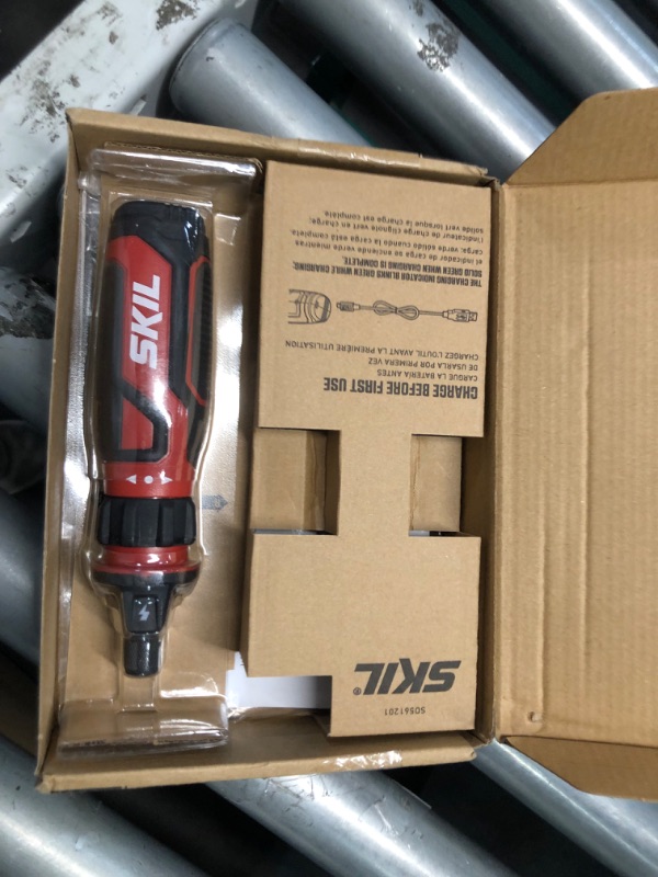 Photo 3 of ***NO CHARGER OR BITS INCLUDED - UNABLE TO TEST***
SKIL Rechargeable 4V Cordless Screwdriver with Circuit Sensor Technology, SD561201, Red