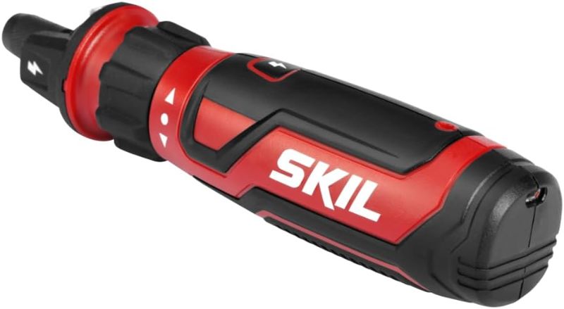 Photo 1 of ***NO CHARGER OR BITS INCLUDED - UNABLE TO TEST***
SKIL Rechargeable 4V Cordless Screwdriver with Circuit Sensor Technology, SD561201, Red