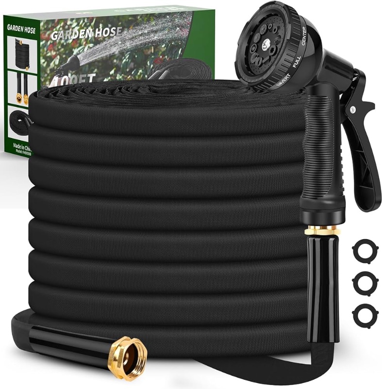 Photo 1 of (MISSING PARTS/ SEE NOTES)
Garden Hose 100ft, Non-Expandable Hose with 10 Function Hose Nozzle,Flexible, Lightweight, Kink-Free and Easy Storage Water Hose for Outdoor, Watering, Car Wash