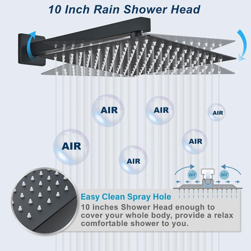 Photo 4 of (READ FULL POST) Votamuta Shower Faucet Set Matte Black Shower System,Shower Faucet with 10 Inch Rain Shower Head and Handheld,Shower Faucets Sets Complete Shower Combo Set Rough-in Valve and Trim Kit Included