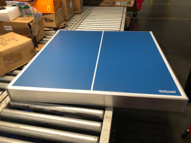 Photo 2 of ***DAMAGED - SCRATCHED - SEE PICTURES - MIGHT BE MISSING PARTS***
GoSports Mid-Size Table Tennis Game Set - Indoor/Outdoor Portable Table Tennis Game with Net, 72"L x 36"W x 30"H