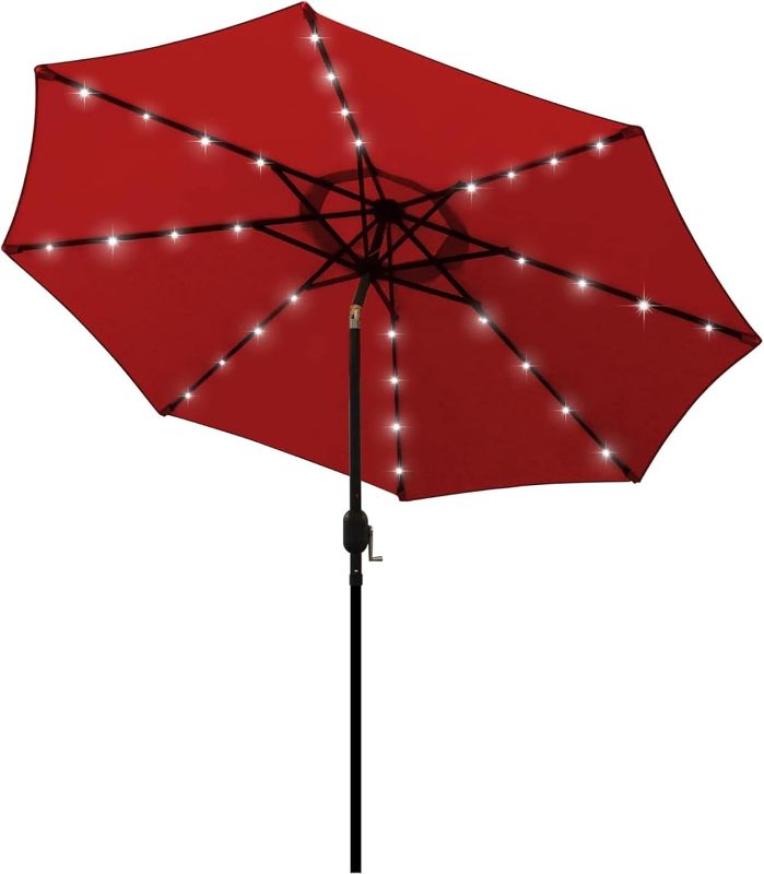 Photo 1 of ***STOCK PHOTO REFERENCE ONLY***
wikiwiki 10ft Solar LED Offset Hanging Market Cantilever Patio Umbrella for Backyard, Poolside, Lawn and Garden, Easy Tilt Adjustment, Polyester Shade & Cross Base, Burgundy