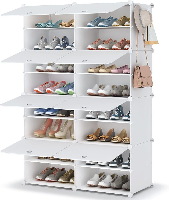 Photo 1 of HOMIDEC Shoe Rack, 8 Tier Shoe Storage Cabinet 32 Pair Plastic Shoe Shelves Organizer for Closet Hallway Bedroom Entryway