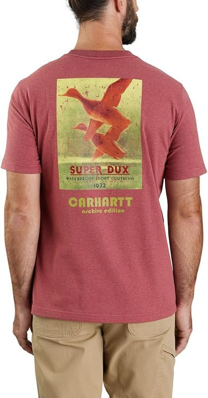 Photo 1 of (L) Blue Carhartt Men's Relaxed Fit Heavyweight Short-Sleeve Pocket Super Dux Graphic T-Shirt - see other photos