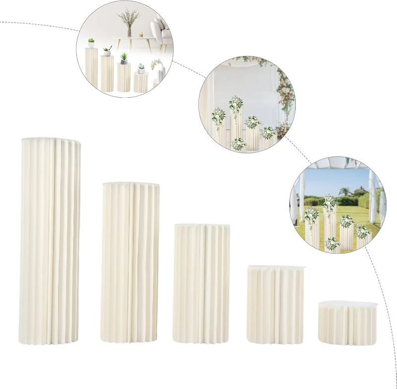 Photo 1 of 5Pcs Wedding Centerpieces Cardboard Vases, Foldable Columns Display, Round Cylinder Cardboard Stand, Flower Vase Flowers Stand for Tables Decoration, Party, Ceremony, Home