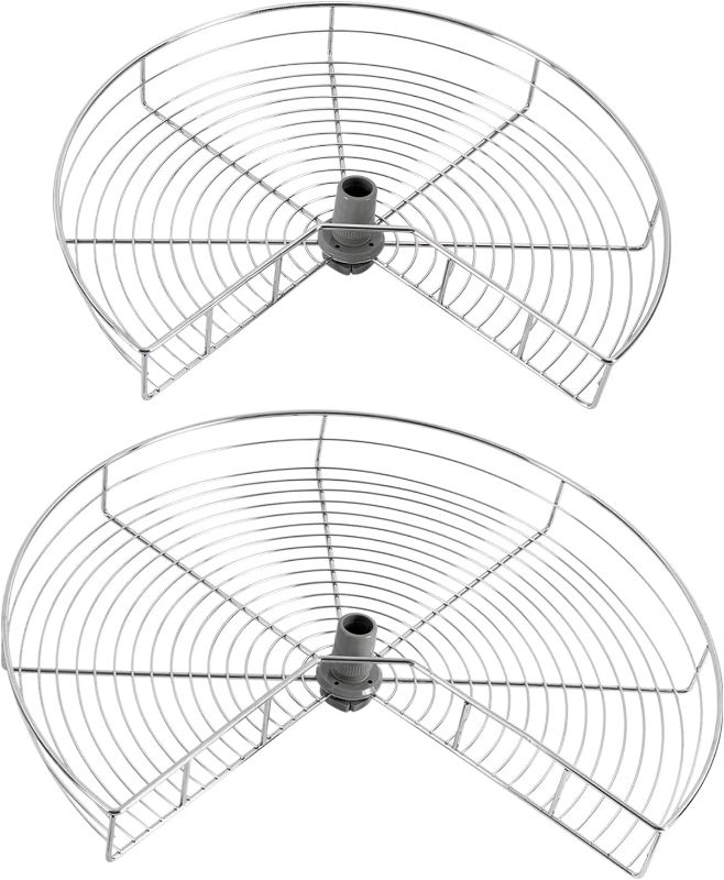 Photo 1 of 24/28'' 2 Tier Lazy Kitchen Base Cabinet Corner Organizer, 270° Rotating Blind Corner Wire Kidney Shaped Cabinet Mounted Kitchen Corner Pantry 270° Rotating Basket (28inch)