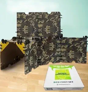 Photo 1 of Cardboard Fort Building Kit for Kids - Reusable Box Fort Building Set Including 18 Panels, 10 Braces & 96 Foam Connectors - Indoor Build a Fort Kit for Kids - Magic Fort Building Kit for Kids 8-12