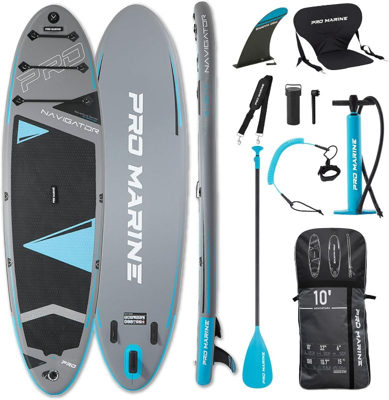 Photo 1 of Inflatable Paddle Boards Stand Up Paddleboard Extra Wide Paddleboard Adjustable Aluminum Paddle with SUP Accessories Waterproof Bag, Non-Slip Comfort Deck for Youth & Adults (Blue)