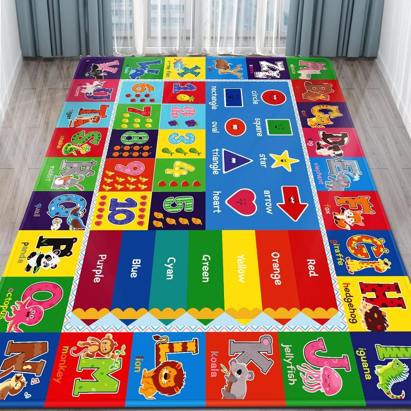 Photo 1 of Baby Play Mat Kids Rug for Playroom, Floor Mat for Toddlers, Playtime Collection ABC, Numbers, Animals Educational Area Rugs for Kids Room Classroom ( 78.7X 59 Inch)