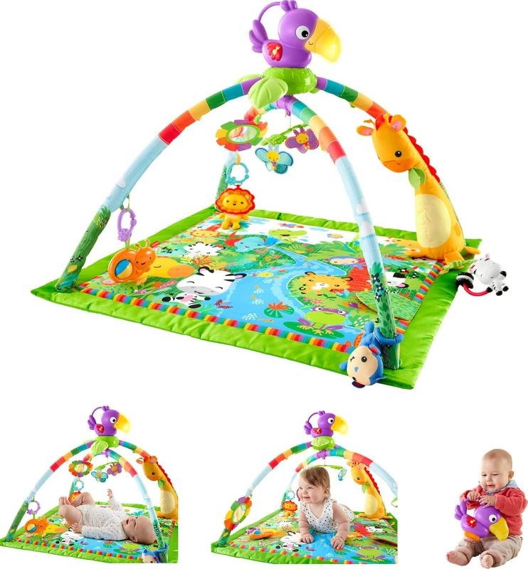 Photo 1 of Fisher-Price Baby Playmat Rainforest Music & Lights Deluxe Gym with 10+ Activities & Toys for Developmental Play for Newborns Ages 0+ Months