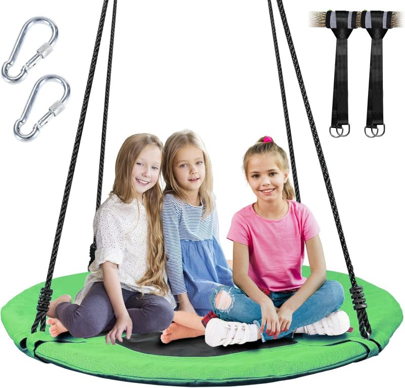 Photo 1 of 40 Inch Tree Swing, Saucer Swing for Kids Outdoor, Round Swing with Hanging Straps, Adjustable Rope Easy to Assembly