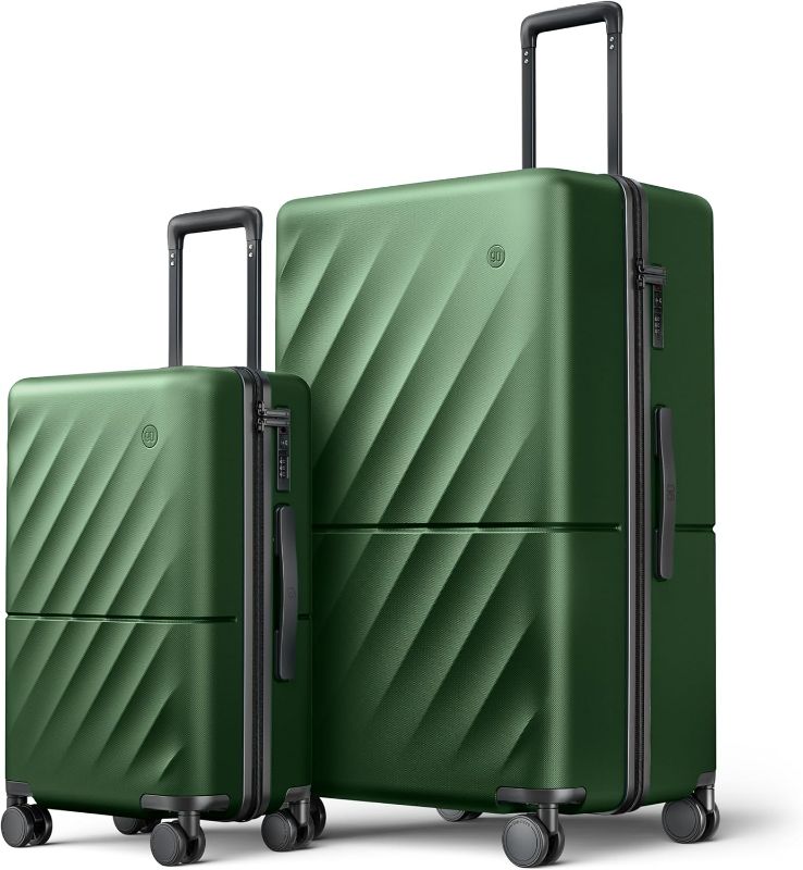 Photo 1 of Luggage Sets 2 Piece, Carry on Luggage Airline Approved/29 Inch Checked Trunk Luggage with Spinner Wheels, 100% Hardshell PC, TSA Lock, 20"/29" (Seaweed Green, Hudson)