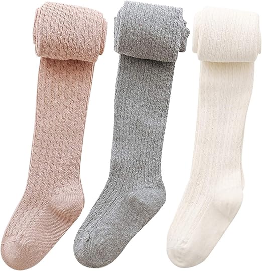 Photo 1 of (0-6 months) vanberfia Baby Girls Tights Cable Knit Leggings Stockings 3 Pack Pantyhose Infants size (0-6months)