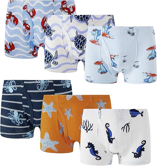 Photo 1 of Family Feeling Little Boys' Cotton Boxer Brief Soft Underwear 6 pack size (5)