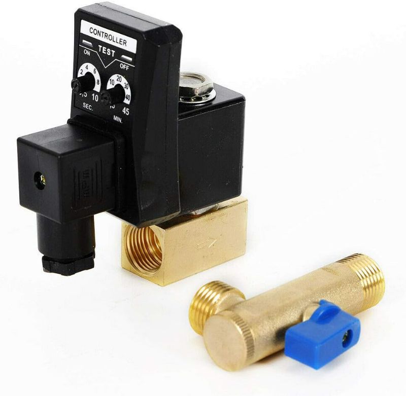 Photo 1 of Automatic Timed Condensate Drain Valve, 1/2" AC 110V 2-way Direct-acting Electronic Timed Water Tank Air Compressor Drain Valve