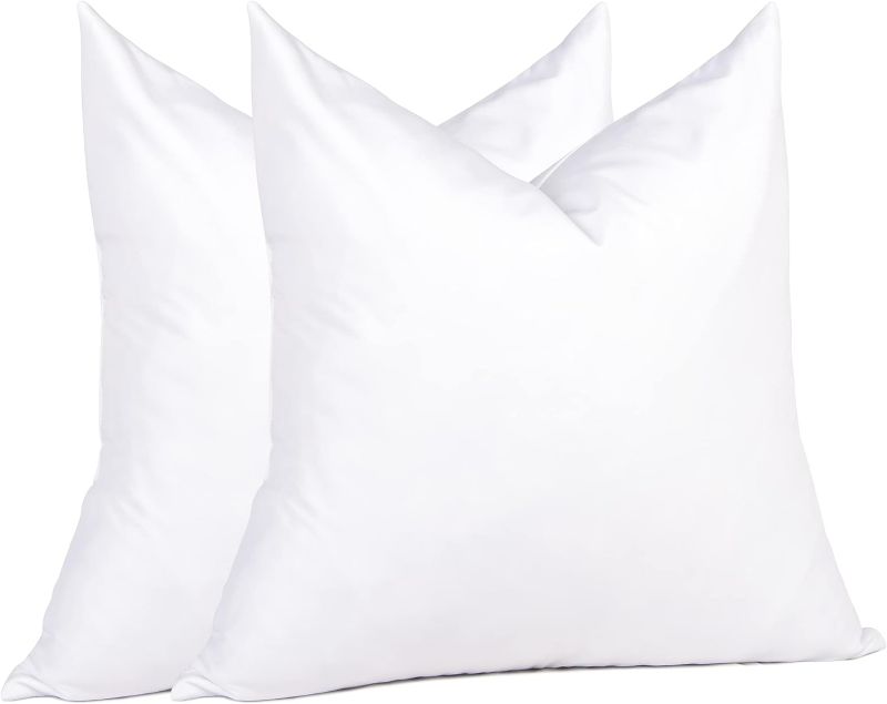 Photo 1 of puredown® Feather Throw Pillow Inserts 22 x 22 (Pack of 2, White), Big Throw Pillows for Floor, Couch, Bed, Machine Washable