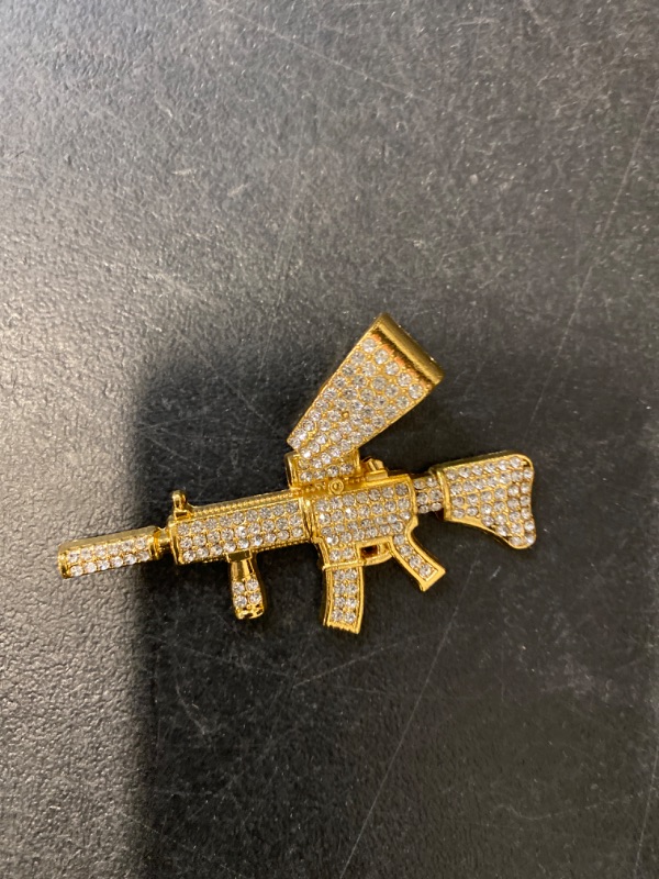 Photo 2 of AsAlways Gold Plated AK-47 Rifle Shape Army Style Gun Pendent