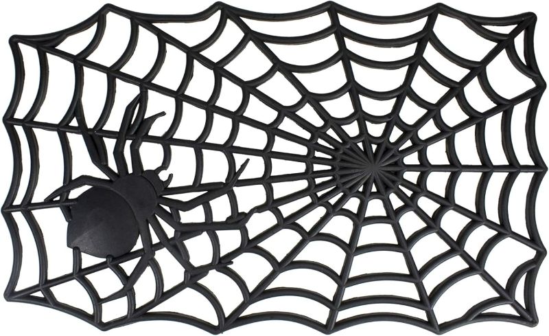 Photo 1 of Northlight Black Spider Web Rectangular Halloween Doormat 18" x 30"