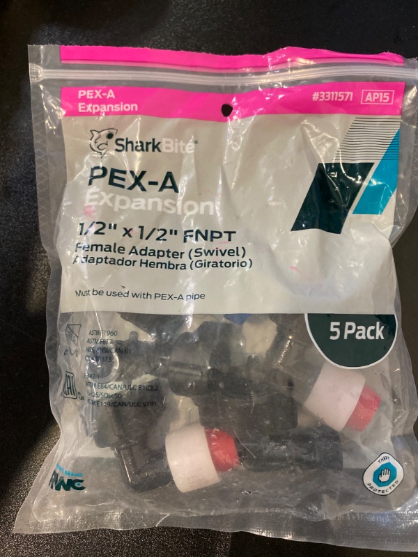 Photo 3 of 5 Pack Pex A Expansion 1/2 inch x 1/2 inch Female NPT 90 Degree Elbow Swivel Adapter Fitting Poly PPSU for PEX-A Pipe/Tubing, ASTM F1960 (5pcs 1/2")