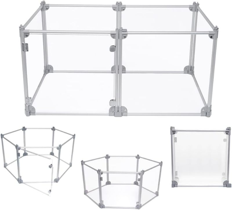 Photo 1 of Foldable Indoor/Outdoor Dog Playpen with Transparent Panels & Silver Rods - For Puppies, Cats, Bunnie.. plexiglass needs replace.