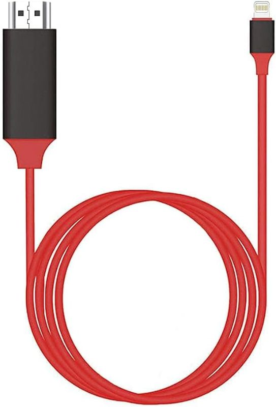 Photo 1 of [Upgraded] Lightning to HDMI Adapter, Apple MFi Certified 1080P HDTV Cable Adapter Compatible with iPhone, iPad, iPod Digital AV Sync Screen Connector on HD TV Monitor Projector (Red)