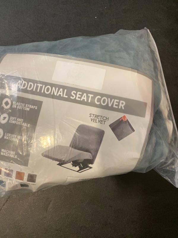 Photo 3 of  Recliner Sofa Covers, Velvet Stretch Reclining Couch Covers for Reclining L Shape Sofa, Thick, Soft, Washable (Dark Grey, 1 Additional seat) just the seat cover. Color looks a little grey/blue 