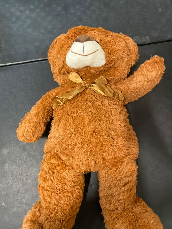 Photo 2 of HollyHOME Teddy Bear Stuffed Animal Plush Giant Teddy Bears with Footprints Big Bear 36 inch Brown (Bow is different)