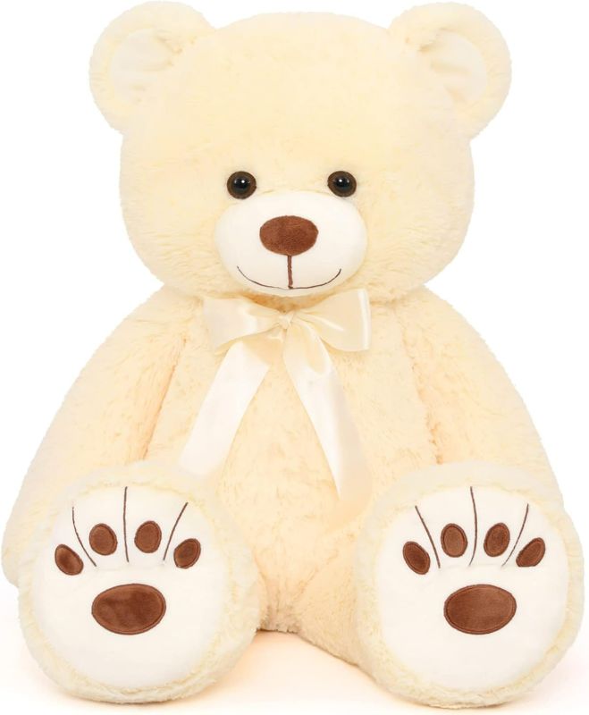 Photo 1 of HollyHOME Teddy Bear Stuffed Animal Plush Giant Teddy Bears with Footprints Big Bear 36 inch cream color