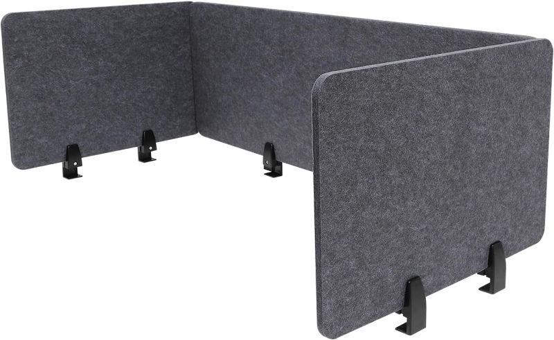 Photo 1 of Desk Divider,Modern Stand Up Desk Store ReFocus Raw Clamp-On Acoustic Desk Divider Mounted Privacy Panel,Sound Blocking Desk Divider,Desktop Mounting (47.25in x 16in)