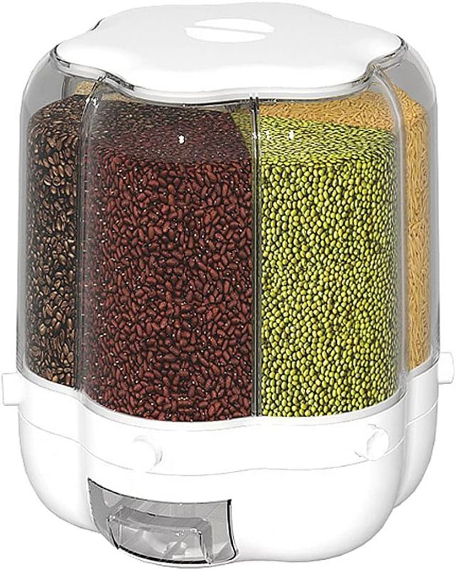 Photo 1 of 40lb Rice and Grain Storage Container, 360° Rotating Food Dispenser Measuring Cylinder with Lid Moisture Resistant Household, Airtight Storage of Black Rice, Yellow Rice and Other Small Beans