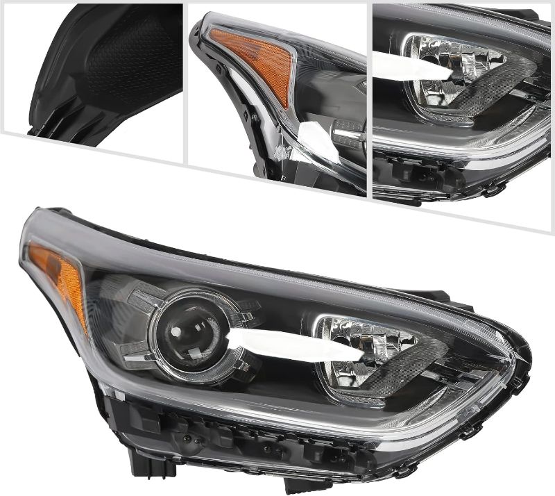 Photo 1 of Headlight Assembly, for 2019 2020 2021 Kia Forte Sedan, Right Side Halogen Front Headlamp Replacement Black Housing Clear Lens (Passenger Side)