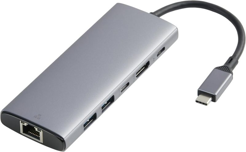 Photo 1 of Amazon Basics 6-in-1 USB-C 3.2 (10G) Hub, 1 USB-C 100W PD Input, 2 USB-A, 1 USB-C, HDMI 4K, Ethernet, Light Grey, 11.94 x 4.6 x 1.5cm